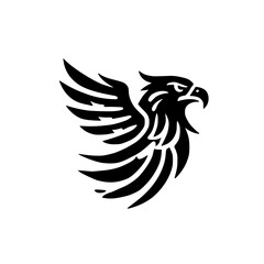 Majestic Eagle: Black and White Abstract Bird Vector Graphic