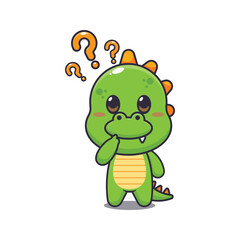 dinosaur mascot cartoon character vector illustration is confused.