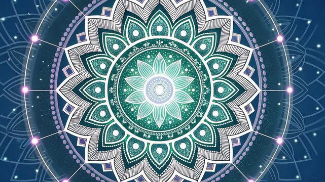 technology background concept, Intricate mandala design with teal and white colors