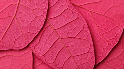 Obraz premium Close-Up of Vibrant Pink Leaves with Intricate Veins and Natural Texture in a Beautiful Symmetrical Arrangement