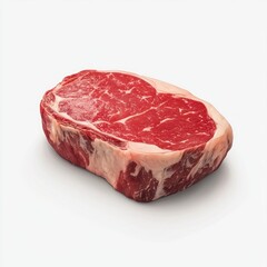 Obraz premium Fresh Ribeye Steak on White Background – High-Quality Raw Meat for Culinary and Cooking Purposes