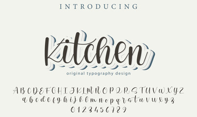 Kitchen Font Stylish brush painted an uppercase vector letters, alphabet, typeface