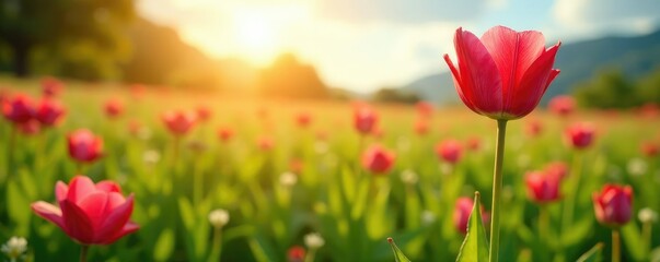 Fototapeta premium Tuberose flowers begin to swell and grow from the earth in a sunny meadow, field, tuberose, plants