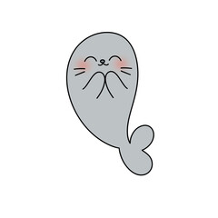 A cute cartoon seal with a big smile on its face