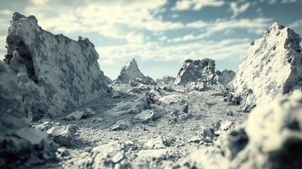 Rugged Mountains and Rocky Terrain at Dusk