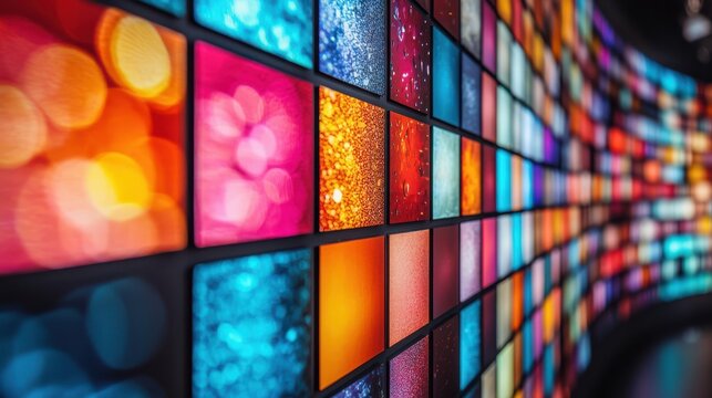 Vibrant collection of colorful graphic resources displayed in grid format, showcasing various textures and patterns. bright hues create engaging visual experience