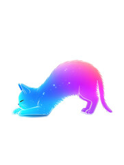 Playful Cartoon Cat Stretching with Sleepy Expression in Colors