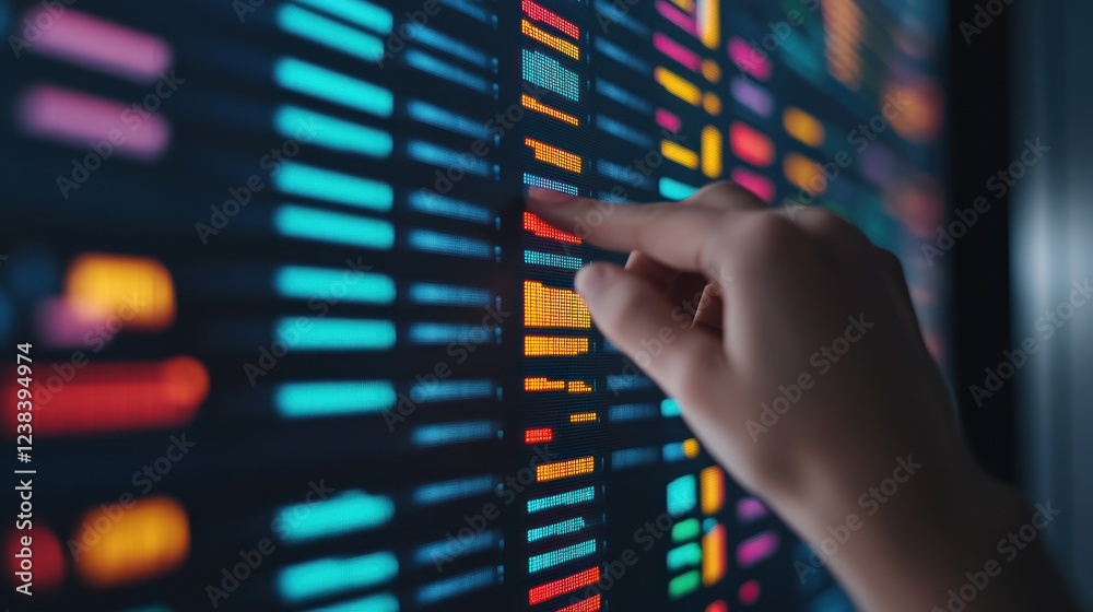 Aufkleber Interactive Data Visualization Touchscreen Interface with Colorful Charts and User Engagement