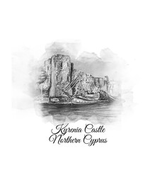 Fototapeta premium vintage hand drawn watercolor illustration of cyprus.