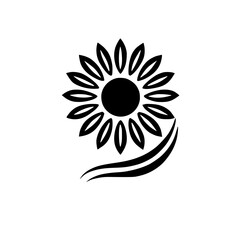 Elegant Black and White Sunflower Minimalist Design: Nature-Inspired Botanical Art