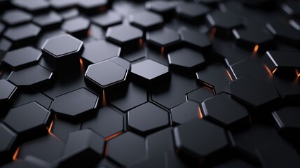 Obraz premium Glowing-Edged Black Hexagon Patterns