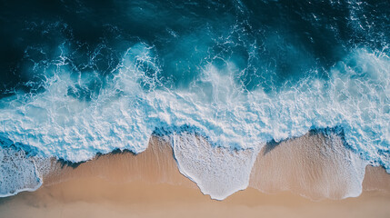 Obraz premium Waves gently crashing on the beach, serving as a beautiful natural background during summer.