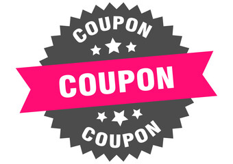 coupon. coupon round pink label isolated on transparent background