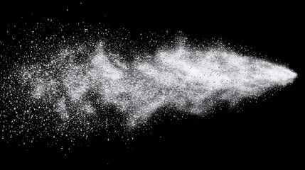 White powder explosion on black background