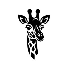 Obraz premium Elegant Giraffe Head Vector Illustration: A Stylish Black and White Graphic Design of African Wildlife
