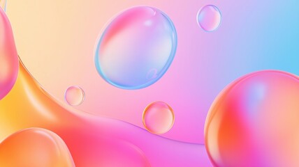 Pastel World With Colorful Bubbles
