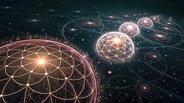 technology background concept, Abstract cosmic spheres with glowing elements