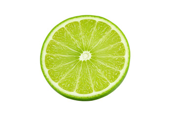 Juicy slice of lime isolated on white background, no depth of field, sharp.