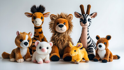 Naklejka premium Adorable Stuffed Animal Collection: AI-Generated Toy Showcase