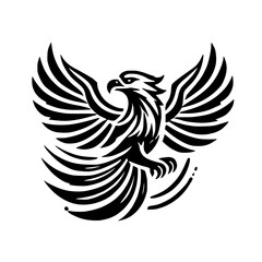 Majestic Eagle in Flight: Black and White Abstract Bird Graphic Design