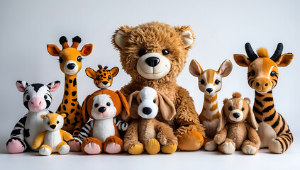 Naklejka premium Adorable Stuffed Animal Collection: AI-Generated Toy Showcase