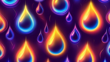 Neon Glowing Droplets Abstract Art Design