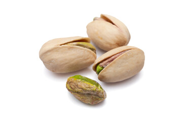 pistachio nuts on white background