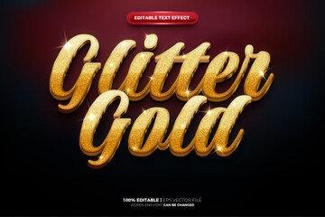 Glitter Gold 3D Editable Text Effect
