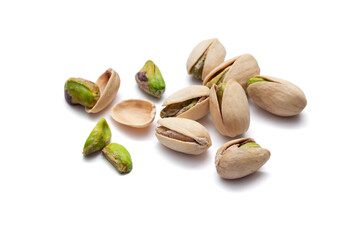 pistachio nuts on white background