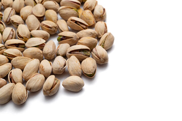 pistachio nuts on white background