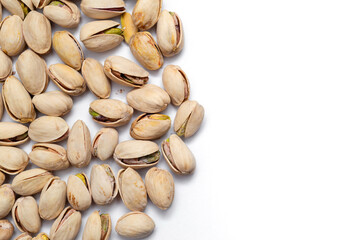 pistachio nuts on white background