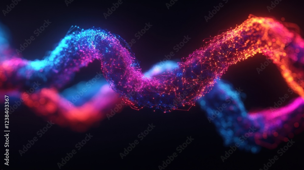 Aufkleber Colorful Abstract Representation of Waves in Artful 3D Style with Bright Lights and Dynamic Flowing Patterns