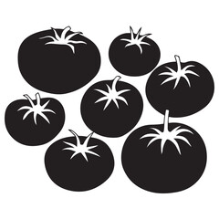 Tomato icon vector illustration isolated on white.Tomato stencil logo. Vegetable silhouette symbol. Template for laser cutting wall art.