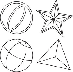 Obraz premium Social Media, Communication, and Geometric Symbol Icon Set | Outline Vector Illustrations