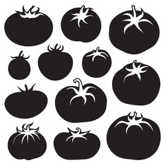 Tomato icon vector illustration isolated on white.Tomato stencil logo. Vegetable silhouette symbol. Template for laser cutting wall art.