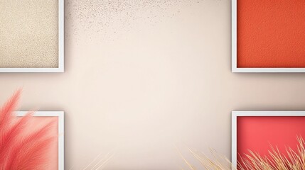 Fototapeta premium A minimalist design featuring framed colors and natural elements, creating a harmonious blend of textures and hues.