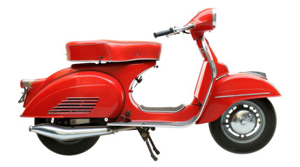 Obraz premium Red scooter isolated on transparent background representing italian style and freedom