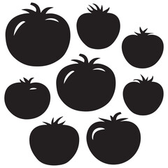 Tomato icon vector illustration isolated on white.Tomato stencil logo. Vegetable silhouette symbol. Template for laser cutting wall art.