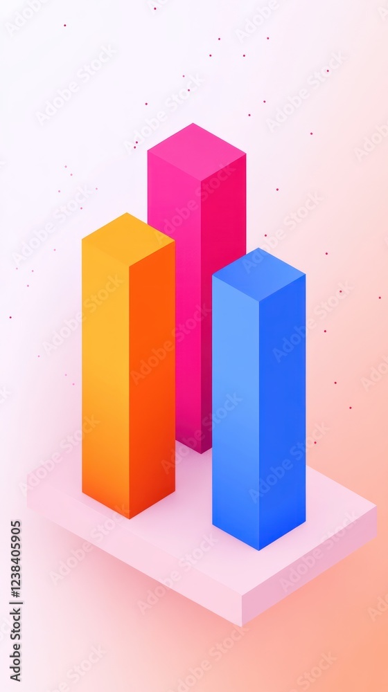 Aufkleber three vibrant 3d bar graphs representing data trends, growth, and statistical analysis in business p
