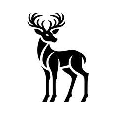 Majestic Deer Silhouette: Elegant Black and White Animal Graphic Design