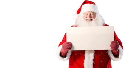 alegría festiva y dirección juguetona.
Jolly Santa Claus señalando hacia el lado izquierdo del marco con una amplia sonrisa en su rostro.