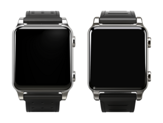 Smart watch with black strap isolated 