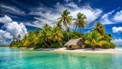 Aitutaki Island Paradise: Panoramic Beach Hut & Palm Trees