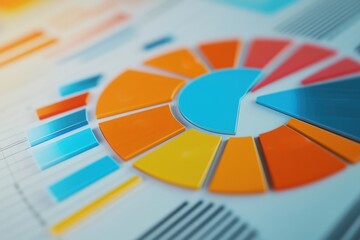 Dynamic business radar chart representation corporate strategy analysis infographic presentation professional office environment aerial view visual data interpretation for business insights