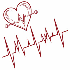 Heart Rhythm vector with white background