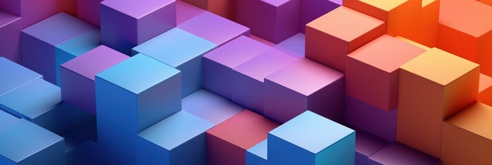Obraz premium Vibrant 3D Abstract Render of Colorful Cubes in Varying Shades and Depths Creating a Dynamic Contemporary Background for Creative Projects