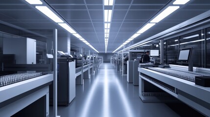 Futuristic Workspace with Illumination and Technology in a High-Tech Environment