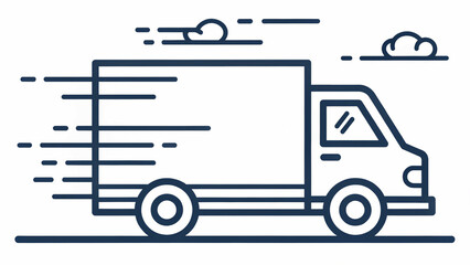 Dynamic delivery truck with speed lines, perfect for representing fast logistics and transportation services.