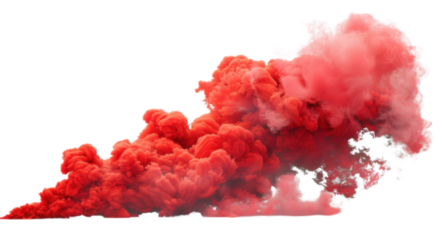 Red smoke cloud rising with transparent background - Powered by Adobe