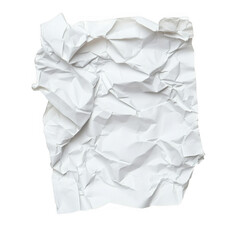 Wrinkled white paper crumpled in an artistic arrangement on a transparent background